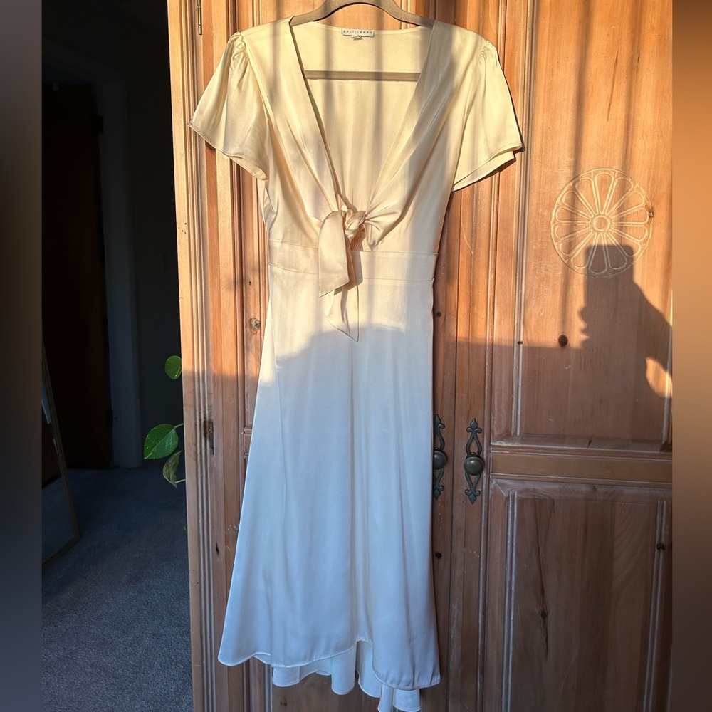 White-Cream Silk Midi Dress | Baltic Born
